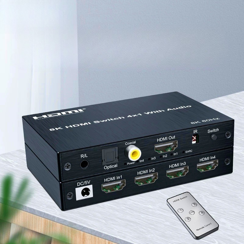 Optical Audio Hdmi Earc Extractor - Switch HD 8K 60Hz 4 entradas