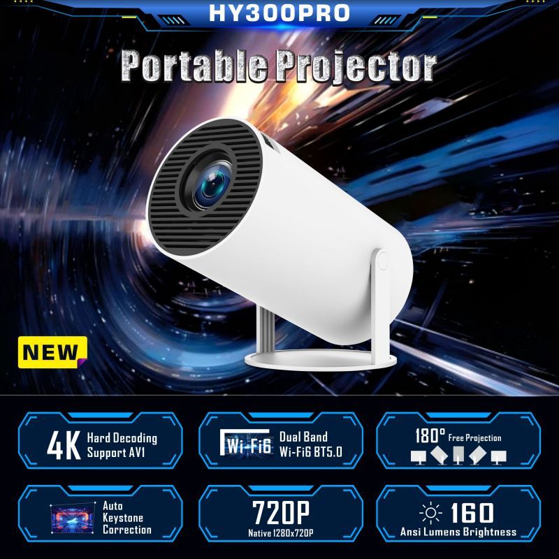 4K Smart Projector Android 11 Wifi 6 - Mini Projetor Inteligente HY300 pro 4K