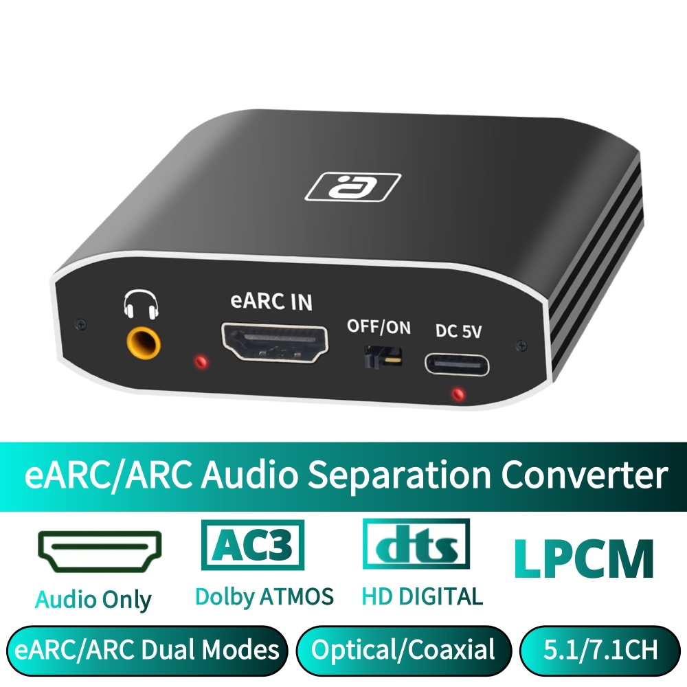 Optical Audio Hdmi Earc Extractor - Extrator de áudio EARC/ARC, conversor DAC