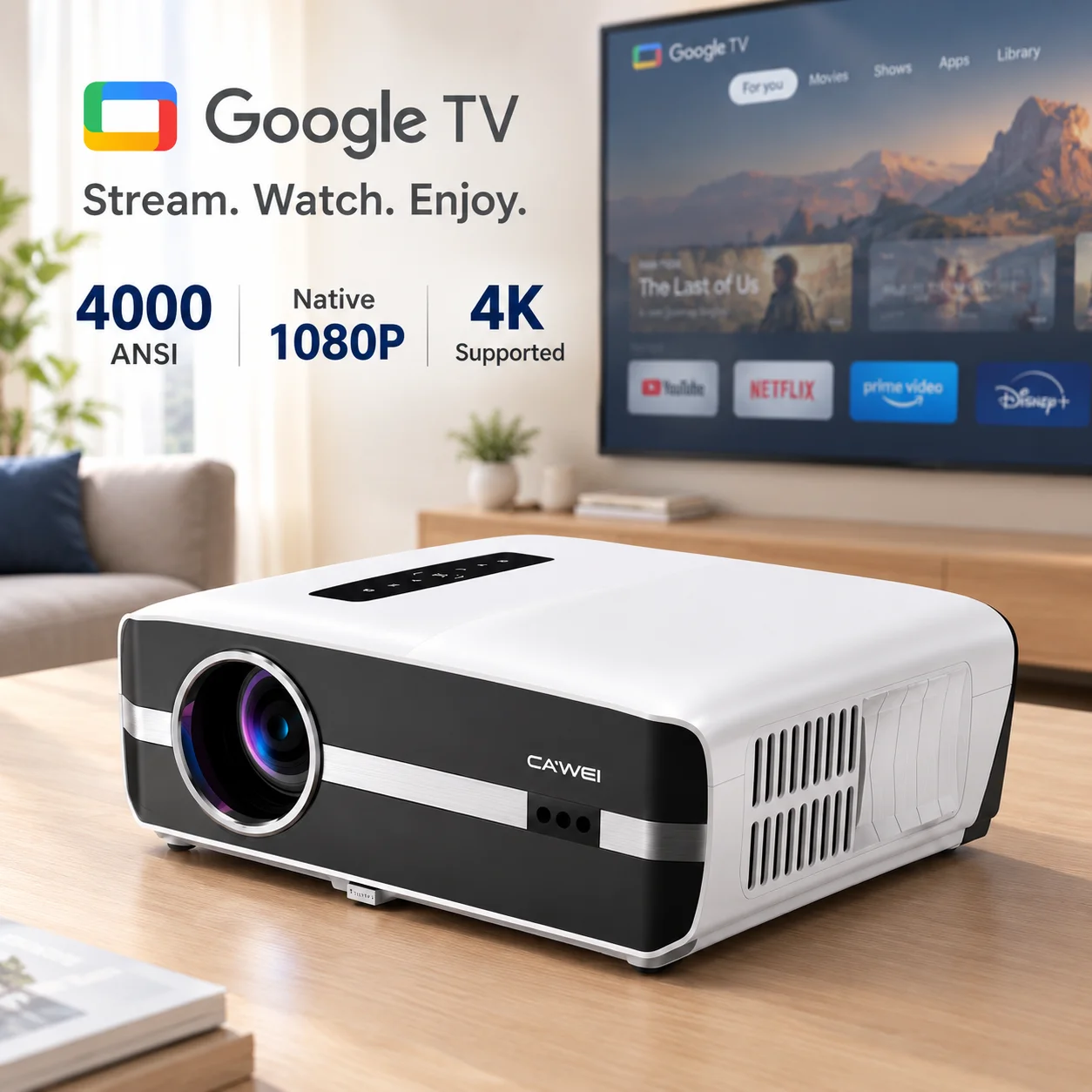Auto Focus Keystone Correction Projector - Novo projetor A9S 4K 4000ANSI com