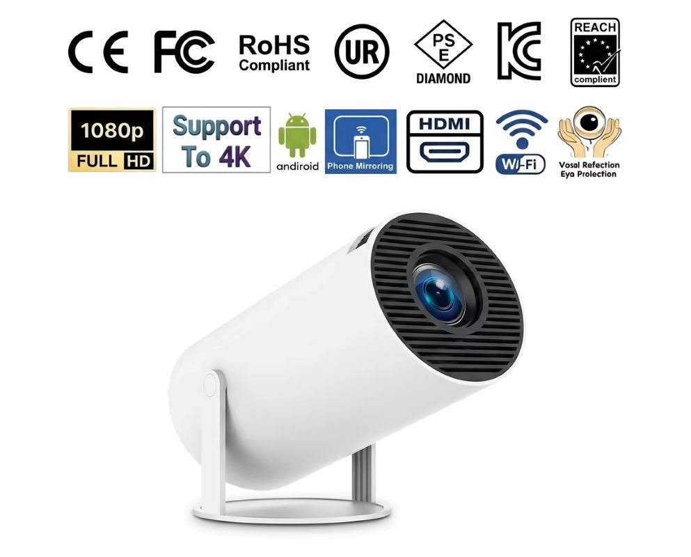 Projetor portátil 1080P, 200 A - 4K Smart Projector Android 11 Wifi 6 avaliação e preço