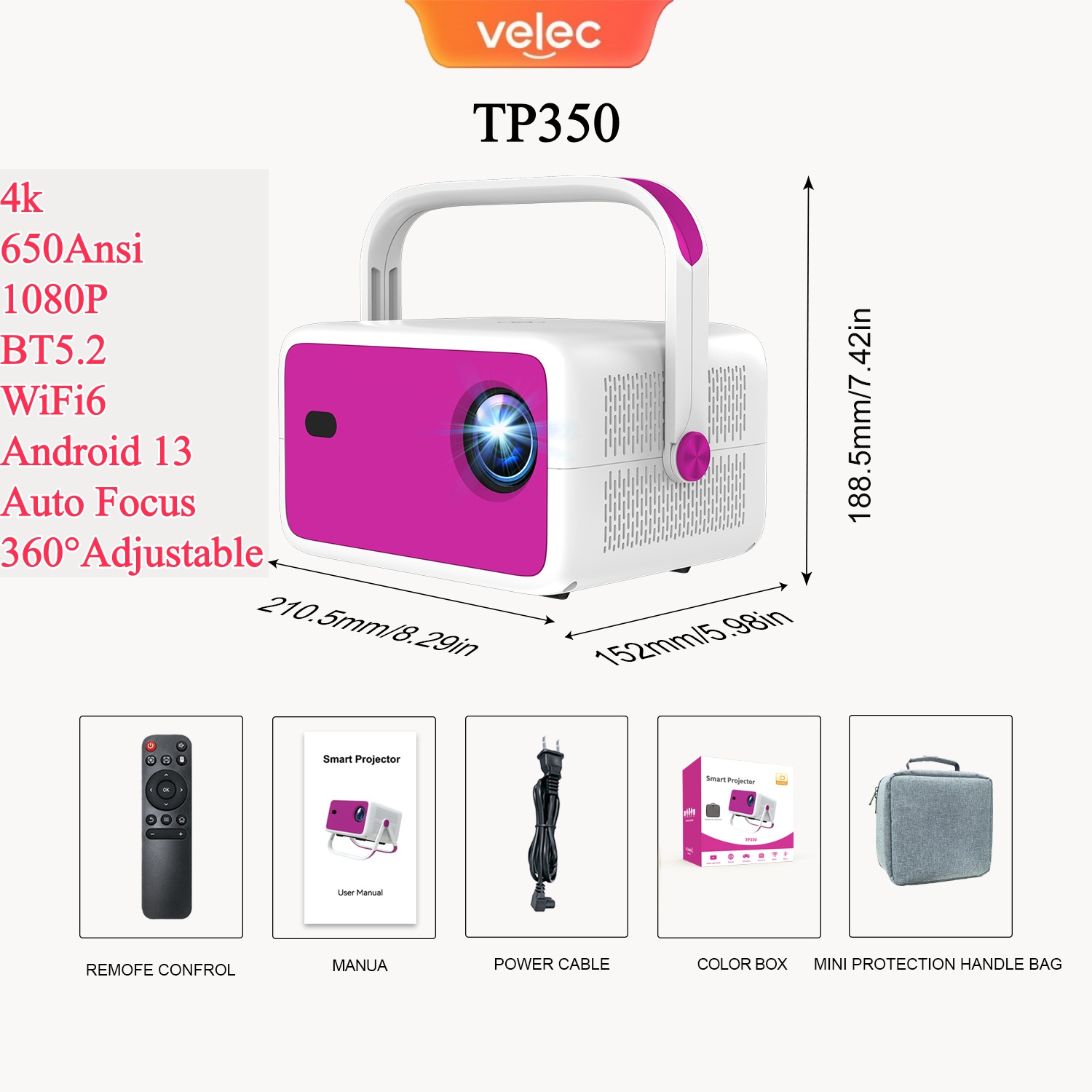 Velec 4k 1080p hd projetor 650 - 4K Smart Projector Android 11 Wifi 6 avaliação e preço