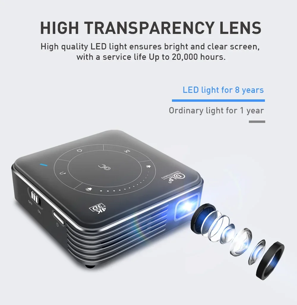 Mini projetor portátil 3D 4K D - Mini Portable Projector Rechargeable Battery avaliação e preço