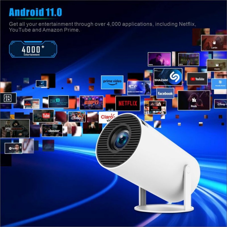 Mini Projetor Inteligente HY30 - 4K Smart Projector Android 11 Wifi 6 avaliação e preço