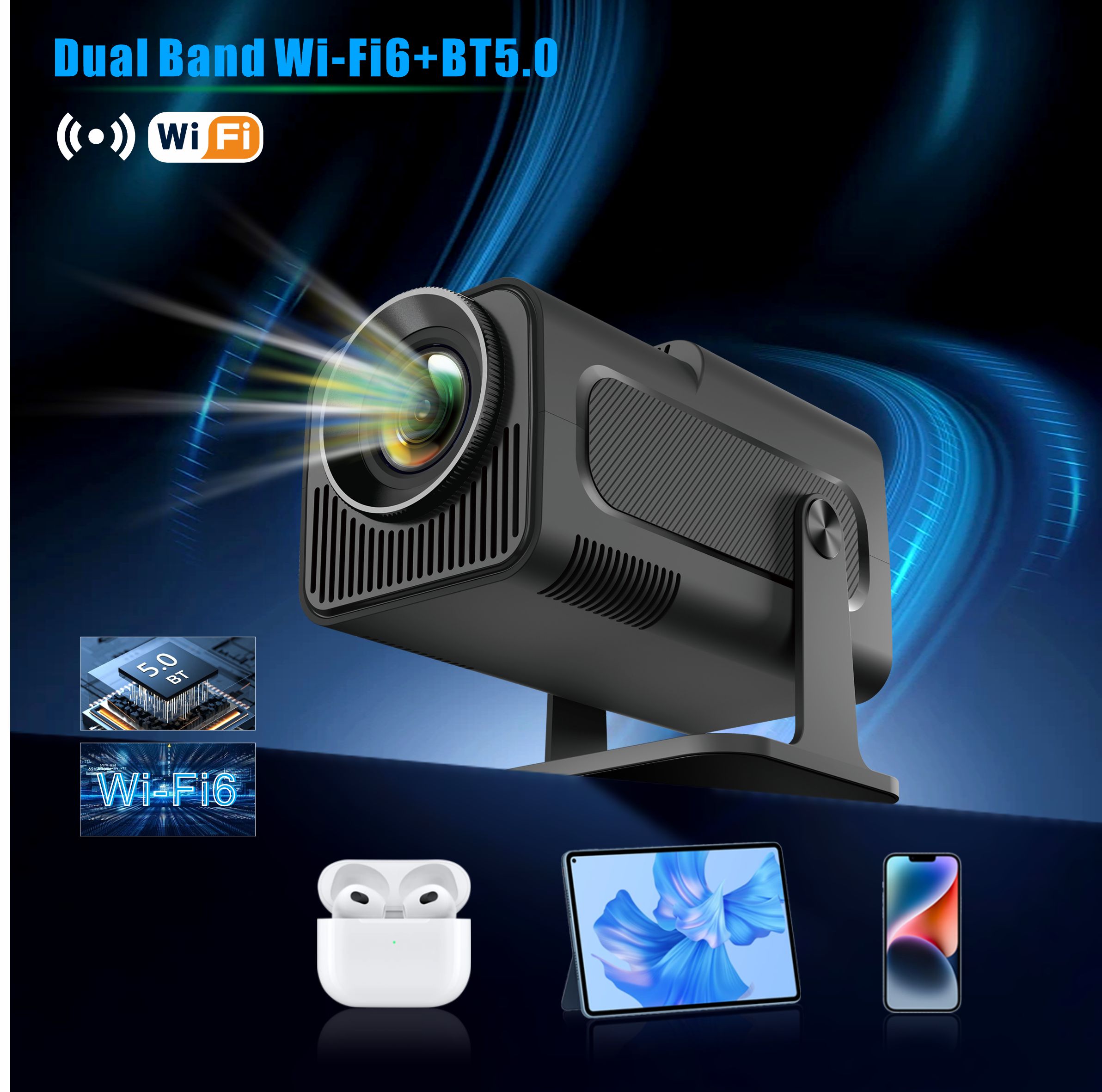 Mini projetor inteligente para - 4K Smart Projector Android 11 Wifi 6 avaliação e preço
