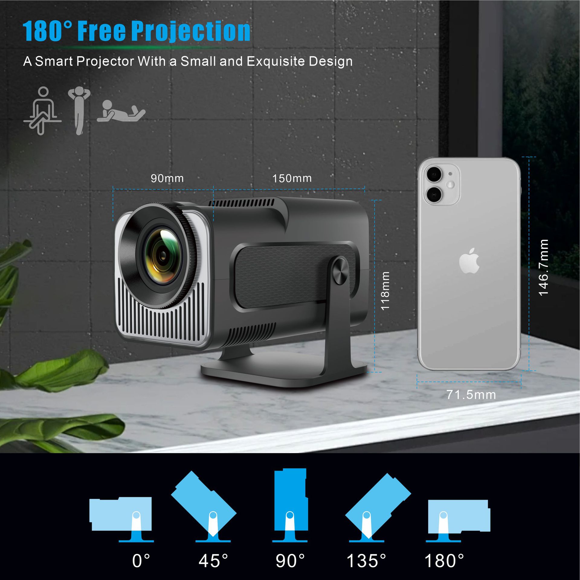 Projetor Inteligente HY320Mini - 4K Smart Projector Android 11 Wifi 6 avaliação e preço