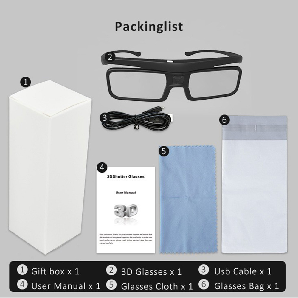 Óculos 3d recarregáveis usb, ó - Active 3D Glasses Dlp Link Projector avaliação e preço