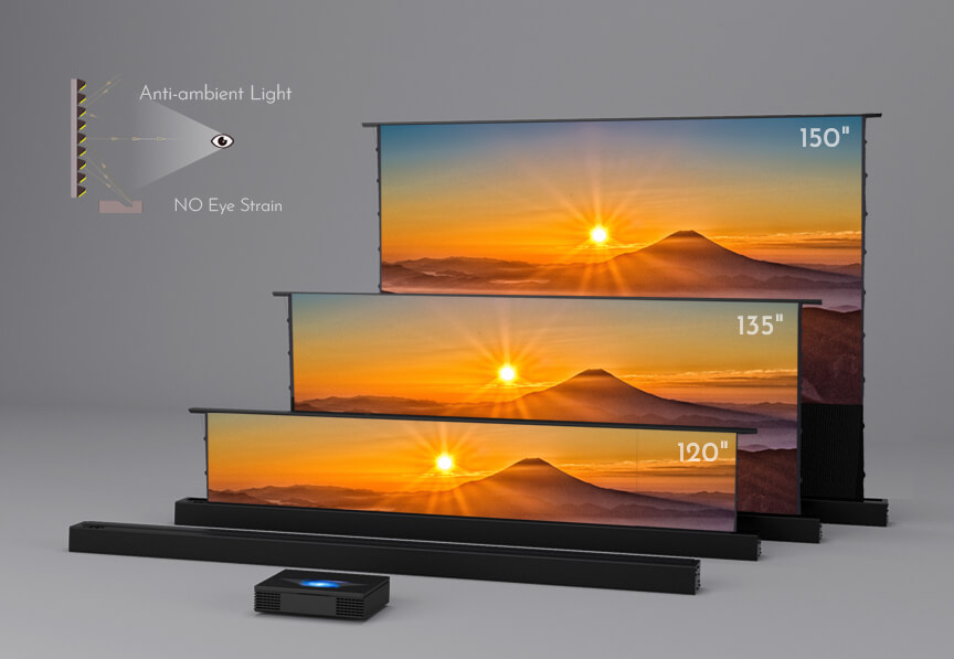 R 110 Polegada piso de tensão  - Ultra Short Throw Laser Projector 4K avaliação e preço