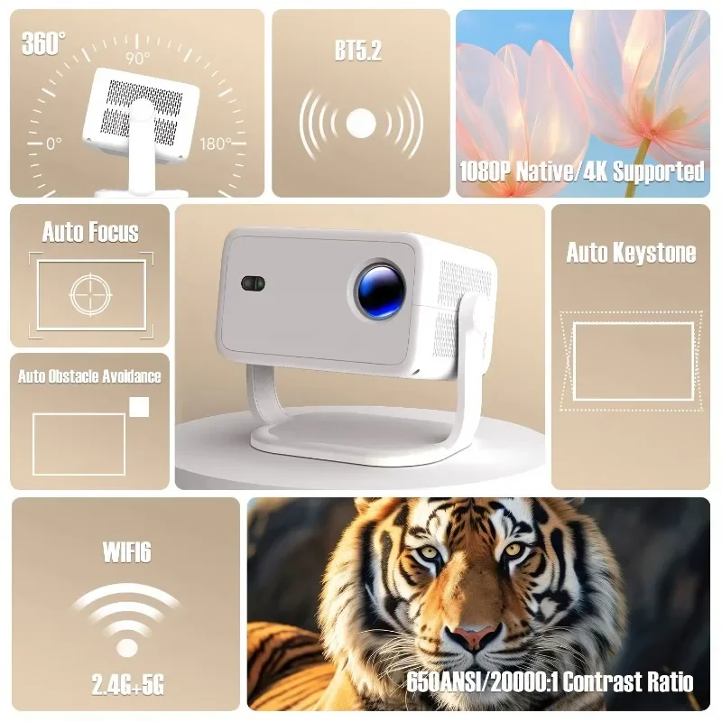 Projetor Inteligente 650ANSI L - 4K Smart Projector Android 11 Wifi 6 avaliação e preço
